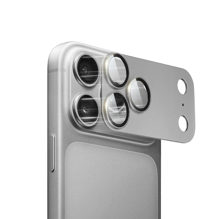 MOCOLL 360° Camera Lens Protector for iPhone 17 Pro Max | Tempered Glass with Metal Frame - Silver Color