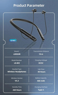 سماعات رأس رياضية لاسلكية مغناطيسية BT5.3 من LEEDOR LD-803