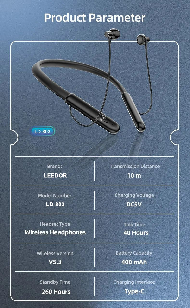 سماعات رأس رياضية لاسلكية مغناطيسية BT5.3 من LEEDOR LD-803