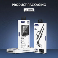 LEEDOR LD-008Q 4-in-1 Fast Charging data Cable - 100W / 1.2 Meter / USB-C / Lightning / USB-A - Black