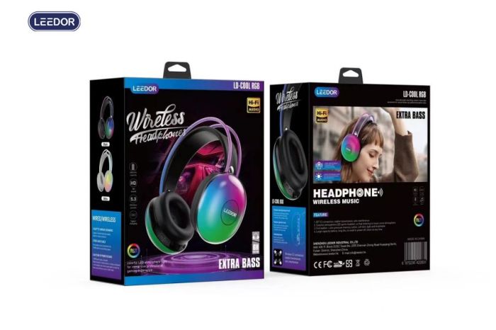 سماعة رأس رياضية لاسلكية LEEDOR HIFI Cool Music ملونة LED وRGB LD-COOL RGB