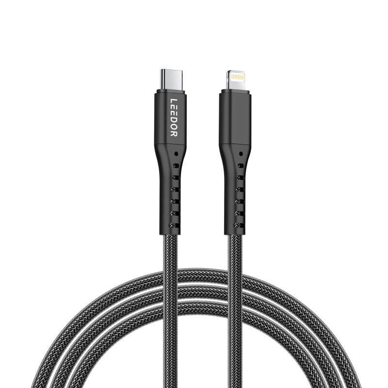 كابل بيانات LEEDOR نايلون 3A للشحن السريع من النوع C إلى Lightning LD-009QC-L