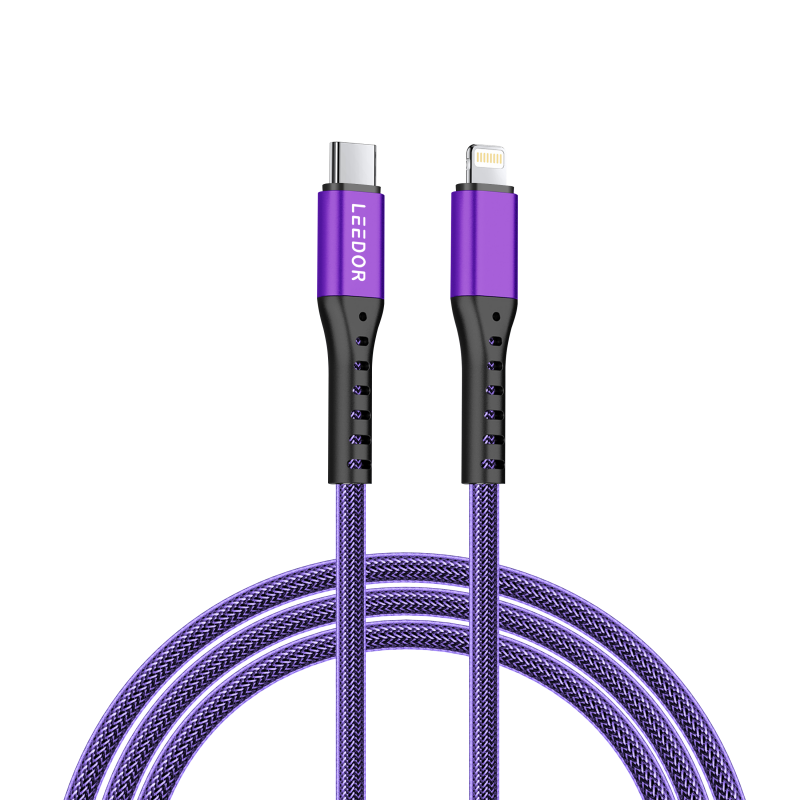 كابل بيانات LEEDOR نايلون 3A للشحن السريع من النوع C إلى Lightning LD-009QC-L