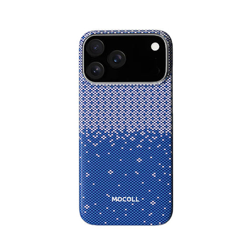 Mocoll iPhone 17 Pro Max: Kevlar Magnetic Case with Floral Cascade Design - Blue