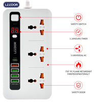 LEEDOR LD-401PD Extension Sockets - 3 Way / 2 Meters / 4x USB Ports / 1 x USB Type-C / White
