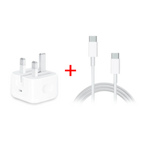 مجموعة الشحن الأساسية من Apple: محول طاقة USB-C بقوة 20 وات + كابل USB-C إلى USB-C بقوة 60 وات (1 متر) 