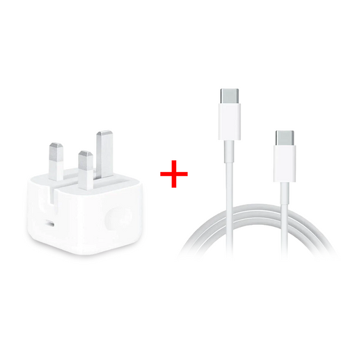 مجموعة الشحن الأساسية من Apple: محول طاقة USB-C بقوة 20 وات + كابل USB-C إلى USB-C بقوة 60 وات (1 متر) 