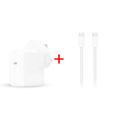 مجموعة الشحن عالية الطاقة من Apple: محول طاقة USB-C بقوة 30 وات + كابل شحن USB-C بقوة 240 وات (2 متر) 