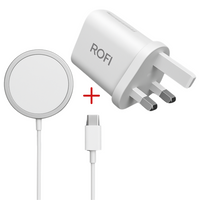 ROFI 20W Charging Plug Power Adaptor TYPE C + ROFI Magnetic Suction Wireless Charger TYPE C - WHITE