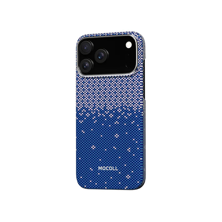 Mocoll iPhone 17 Pro Max: Kevlar Magnetic Case with Floral Cascade Design - Blue