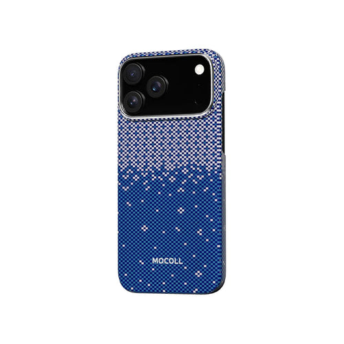 Mocoll iPhone 17 Pro: Kevlar Magnetic Case with Floral Cascade Design - Blue