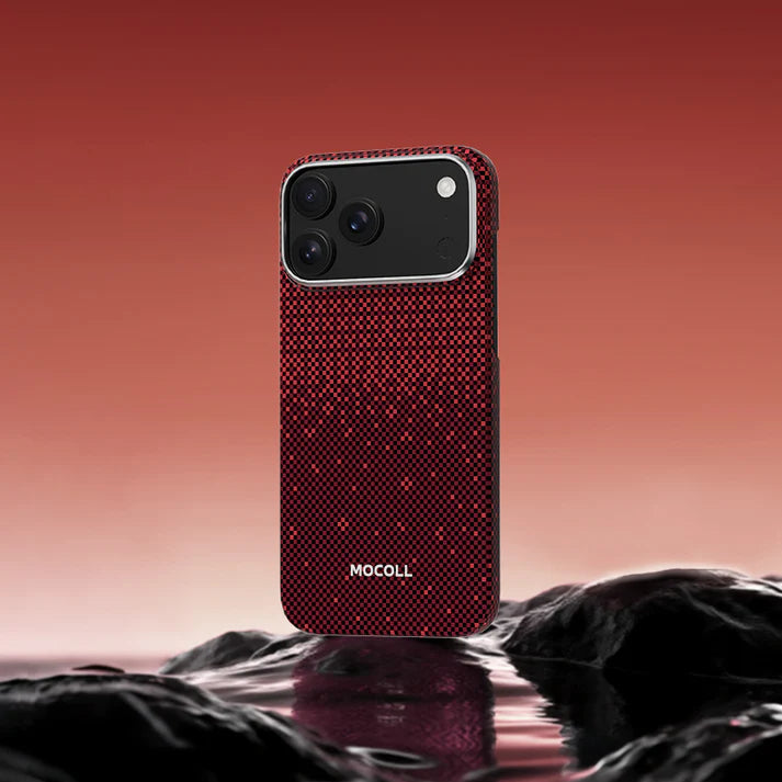 Mocoll iPhone 17 Pro: Kevlar Magnetic Case with Floral Cascade Design - Red